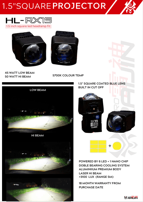 HEADLAMP RX15 SQUARE MATRIX