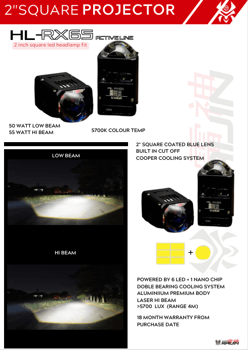 HEADLAMP RX65 SQUARE MATRIX